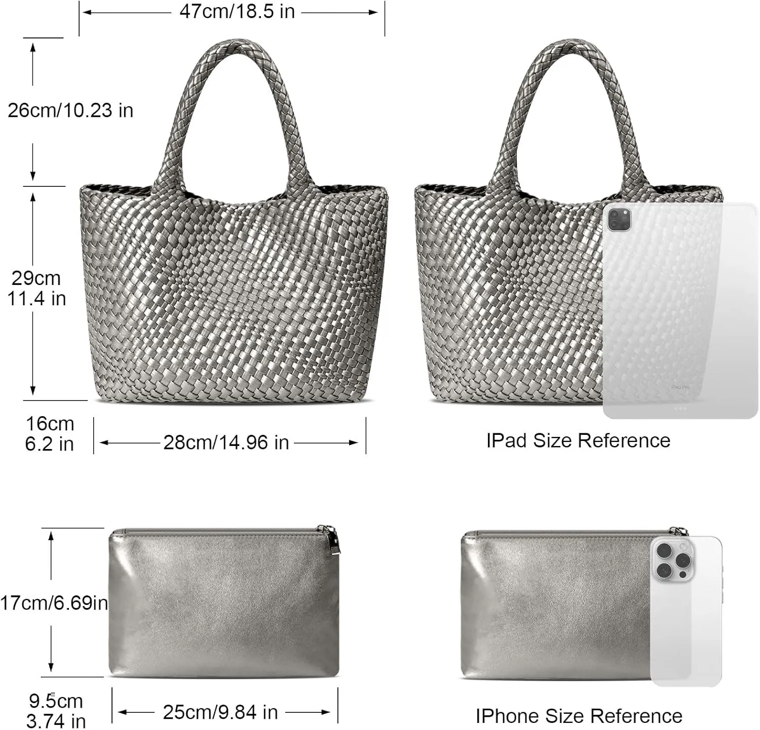 Large Woven Tote Bag for Women Vegan Leather Braided Handbag, and Purses, Top Handle Shoulder Bags