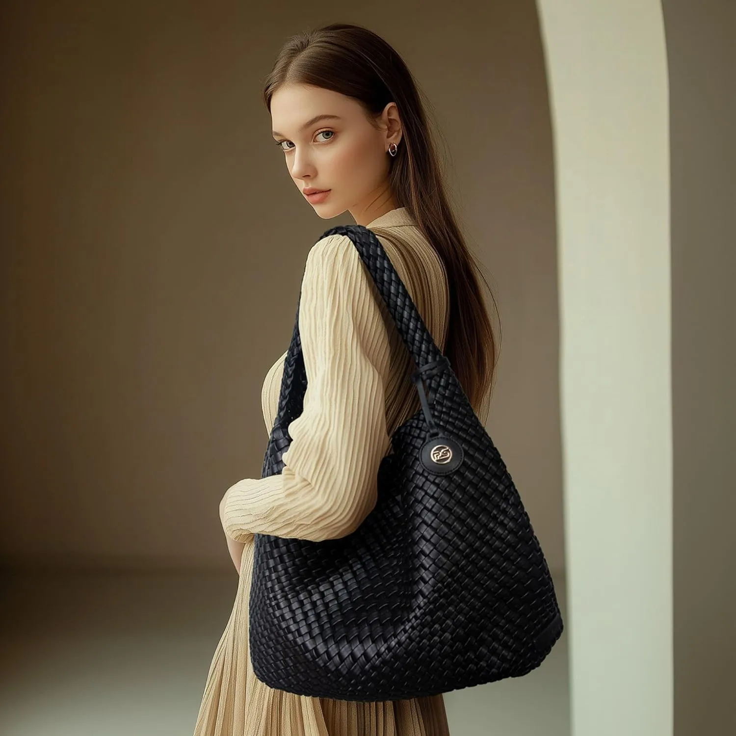 Large Woven Tote Bag for Women Woven Purse Leather Handbags Braided Purse Weave Purse with Top Handle