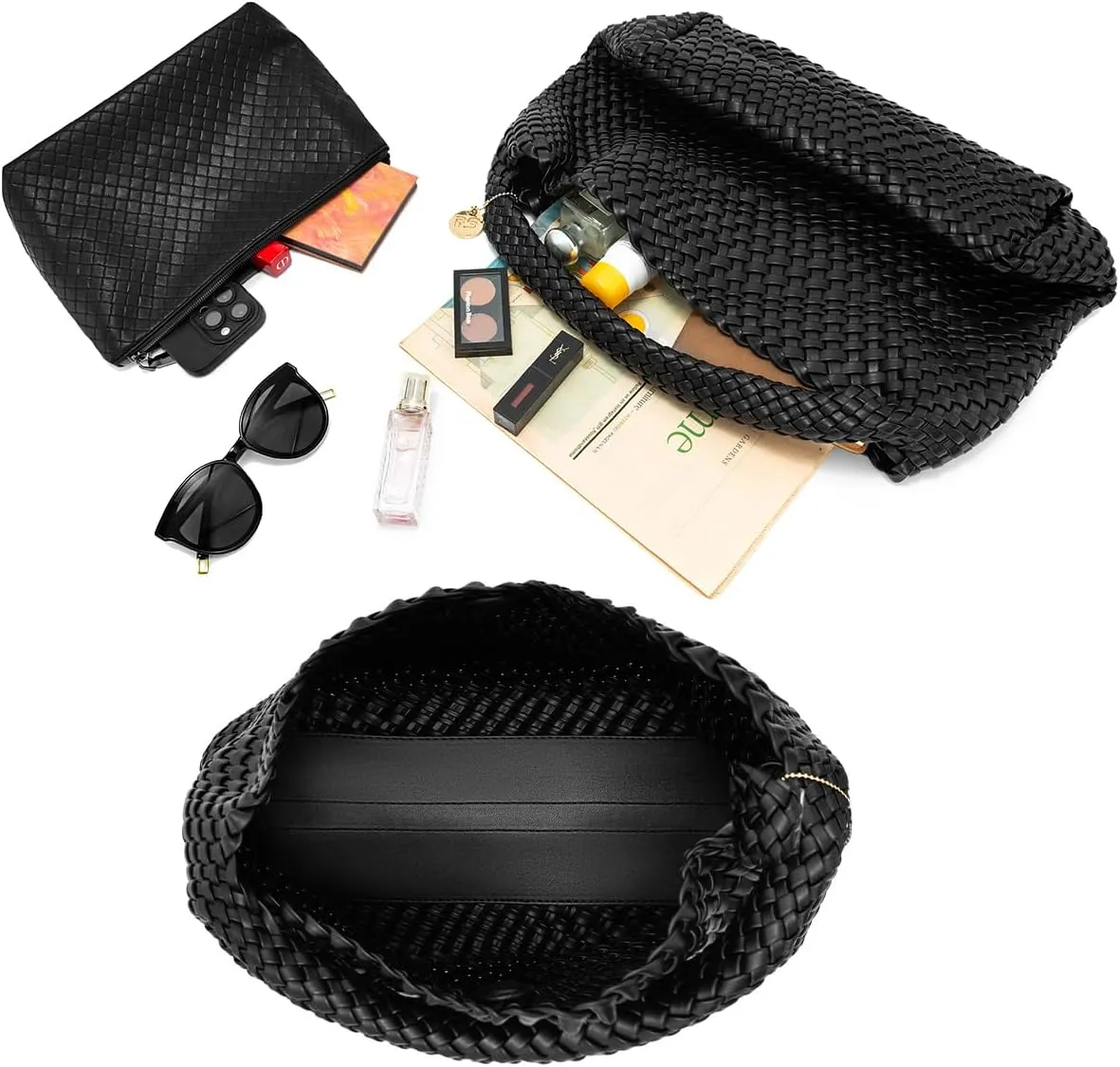 Large Woven Tote Bag for Women Woven Purse Leather Handbags Braided Purse Weave Purse with Top Handle