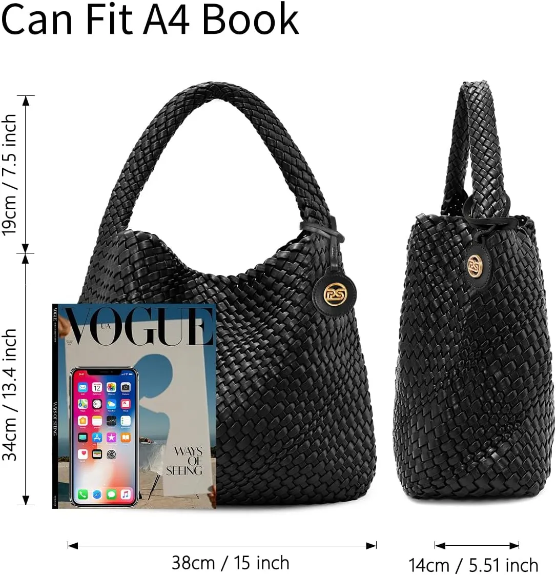 Large Woven Tote Bag for Women Woven Purse Leather Handbags Braided Purse Weave Purse with Top Handle