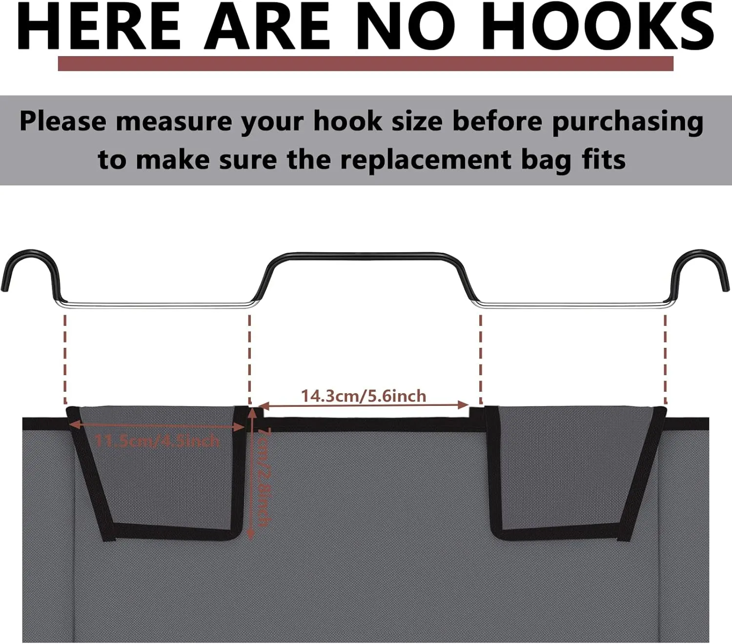 Laundry Sorter Replacement Bags Hamper Cart Removable Replacement Laundry Storage Organizer Bag Hamper Liner, No Hooks 14.76 x 8.66 x 21.65 Inch(Dark Gray,3 Pcs)