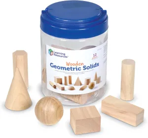 Learning Resources Geometric Solids, Wooden Shapes, Set of 12 Geometric Shapes, Ages 6 