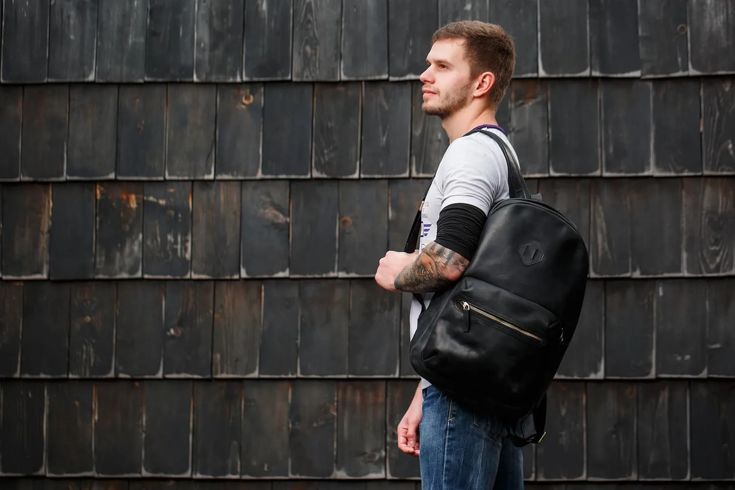 Leather Backpack (Black)
