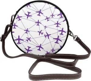 Leather Crossbody Bags for Women, Circle Purse Shoulder Bag, Fashion Round Handbag for Travel, Adjustable Strap