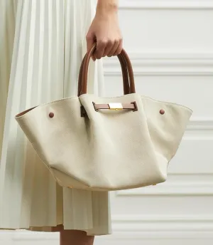 Leather Midi New York Tote Bag for Women Elegant Leather Tote Bag Large Capacity Wallet, Wing Bag, Trapezoidal Shape