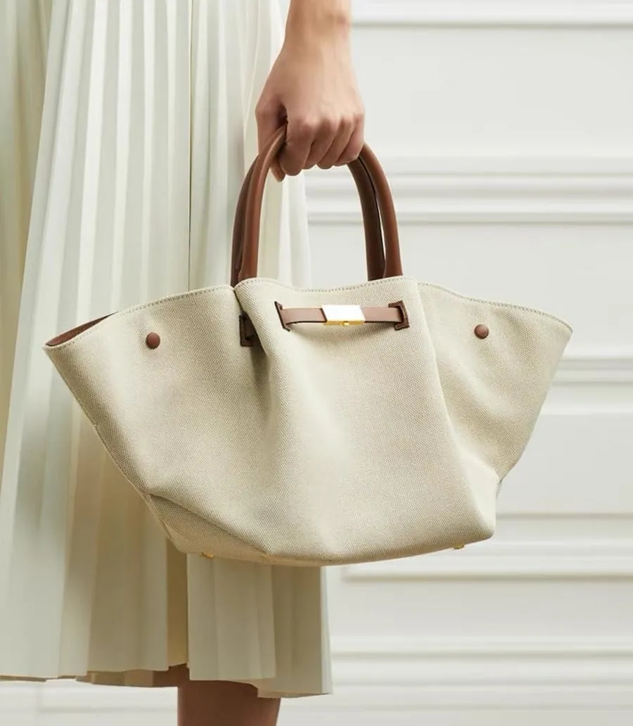 Leather Midi New York Tote Bag for Women Elegant Leather Tote Bag Large Capacity Wallet, Wing Bag, Trapezoidal Shape