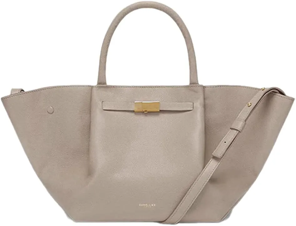 Leather Midi New York Tote Bag for Women Elegant Leather Tote Bag Large Capacity Wallet, Wing Bag, Trapezoidal Shape