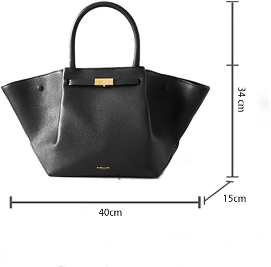 Leather Midi New York Tote Bag for Women Elegant Leather Tote Bag Large Capacity Wallet, Wing Bag, Trapezoidal Shape