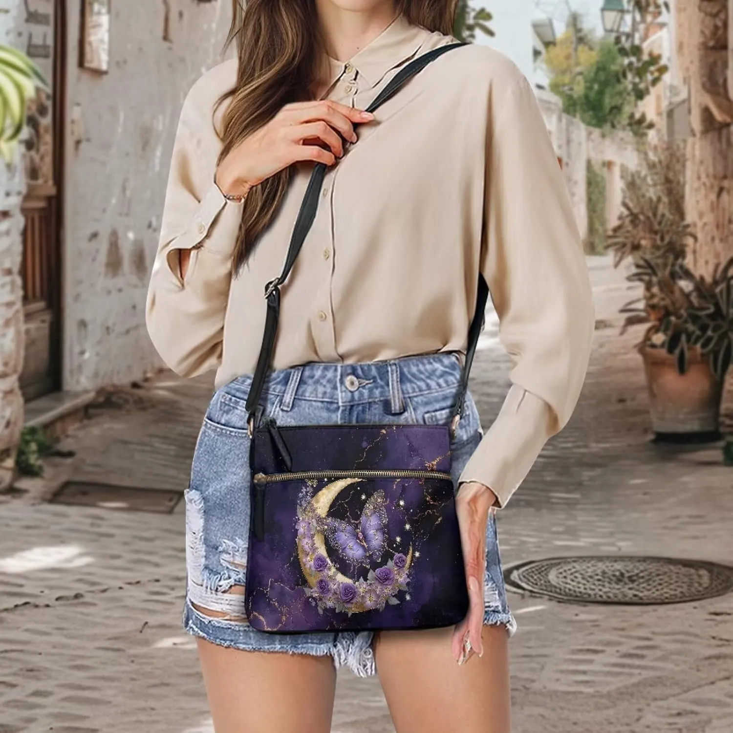 Leather Purse for Women, Small Leather Hobo Bag for Women Fashion Travel Sling Purse Zippered for Girls