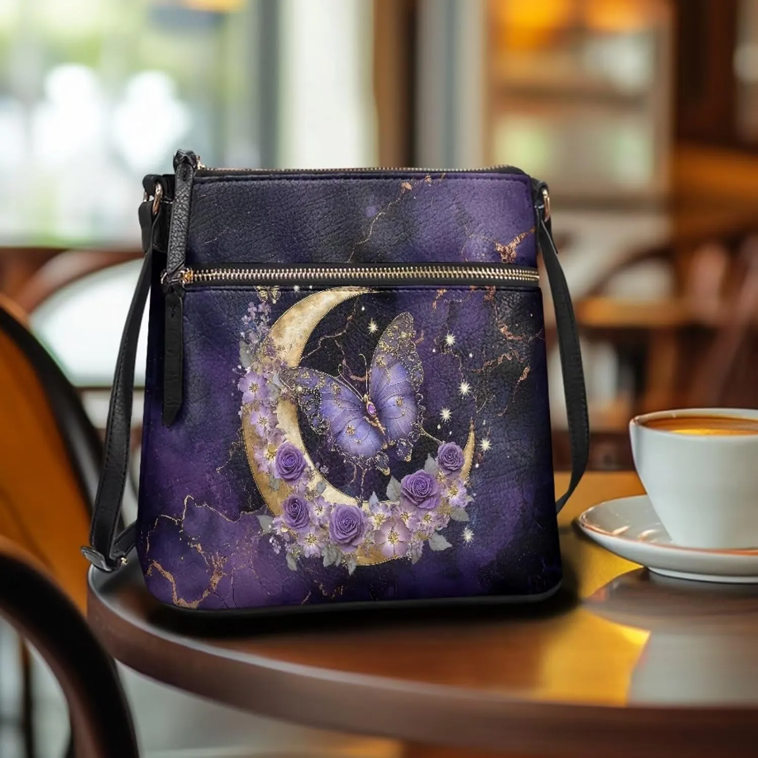 Leather Purse for Women, Small Leather Hobo Bag for Women Fashion Travel Sling Purse Zippered for Girls