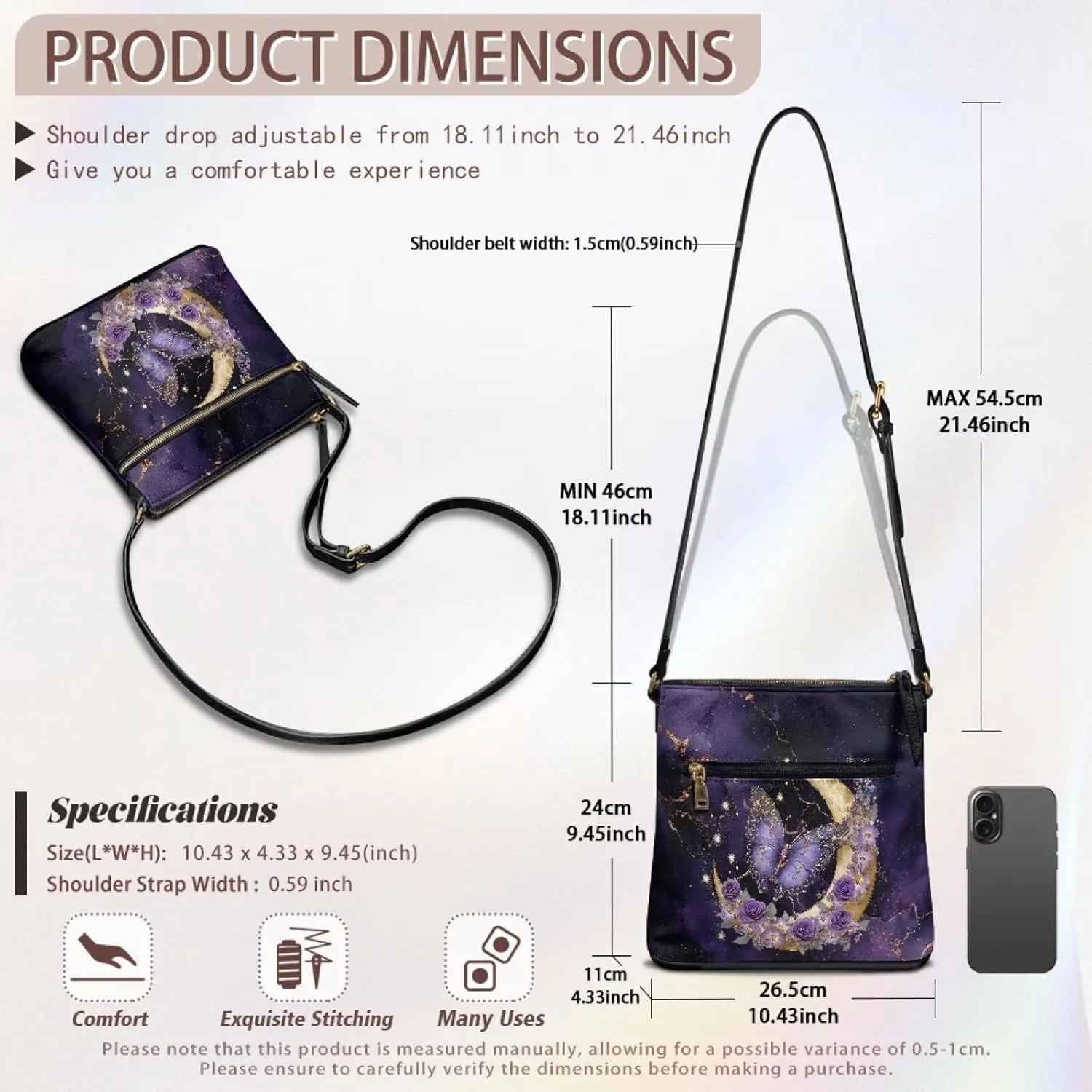 Leather Purse for Women, Small Leather Hobo Bag for Women Fashion Travel Sling Purse Zippered for Girls