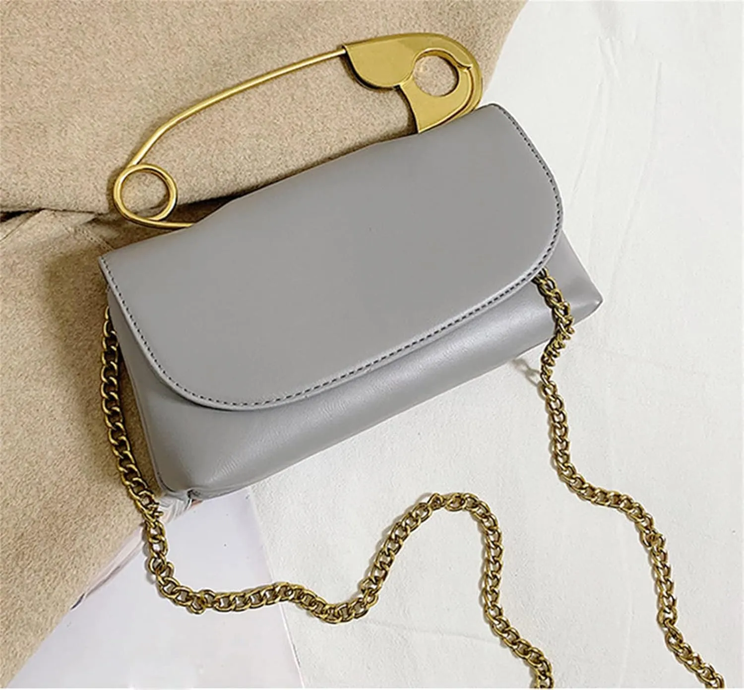 Leather Shoulder Bag for Women, Designer Flap Handbag with Chain, Crossbody Bag Purse Satchel Clutch