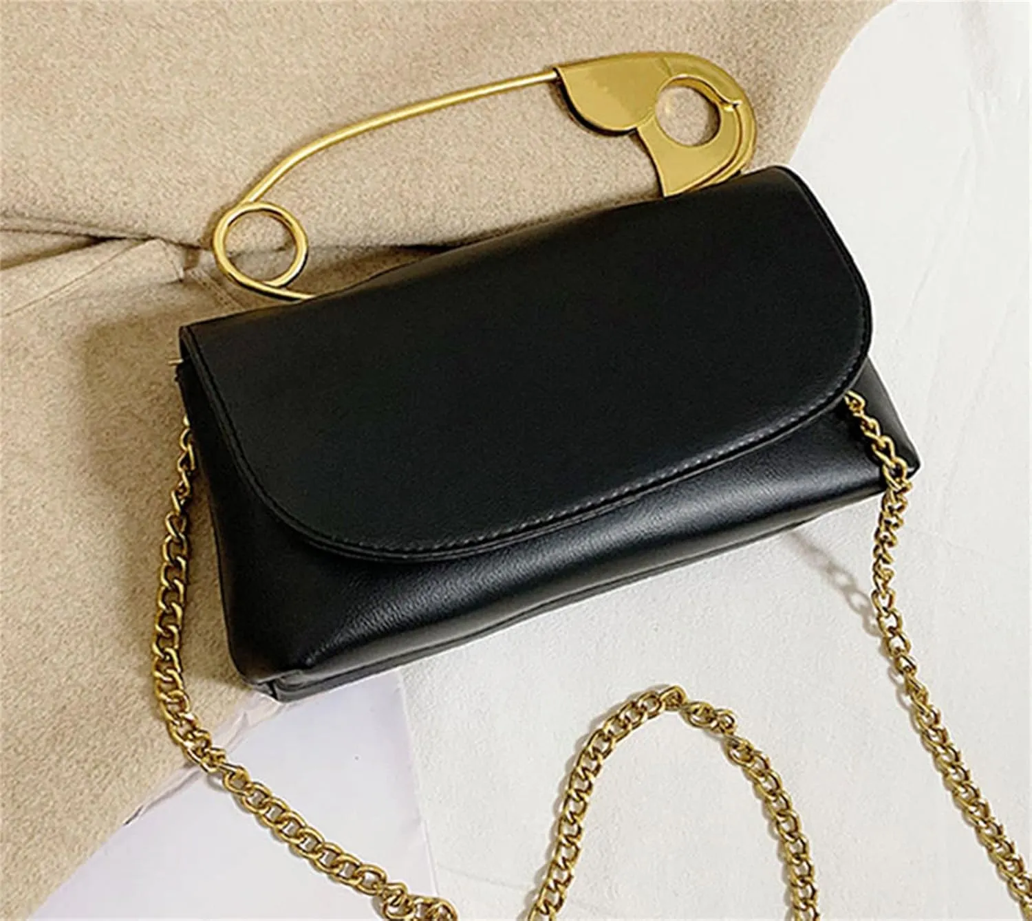 Leather Shoulder Bag for Women, Designer Flap Handbag with Chain, Crossbody Bag Purse Satchel Clutch