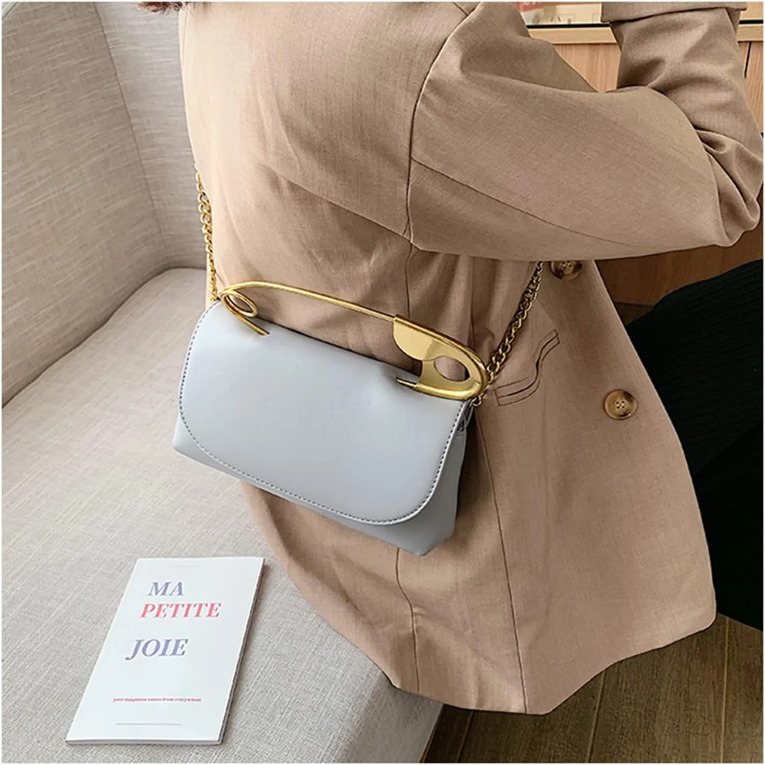 Leather Shoulder Bag for Women, Designer Flap Handbag with Chain, Crossbody Bag Purse Satchel Clutch