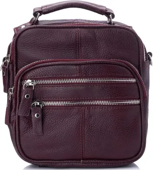 Leather Travel Bag Multipurpose Organizer Handbag Adjustable Strap Zippered Tote