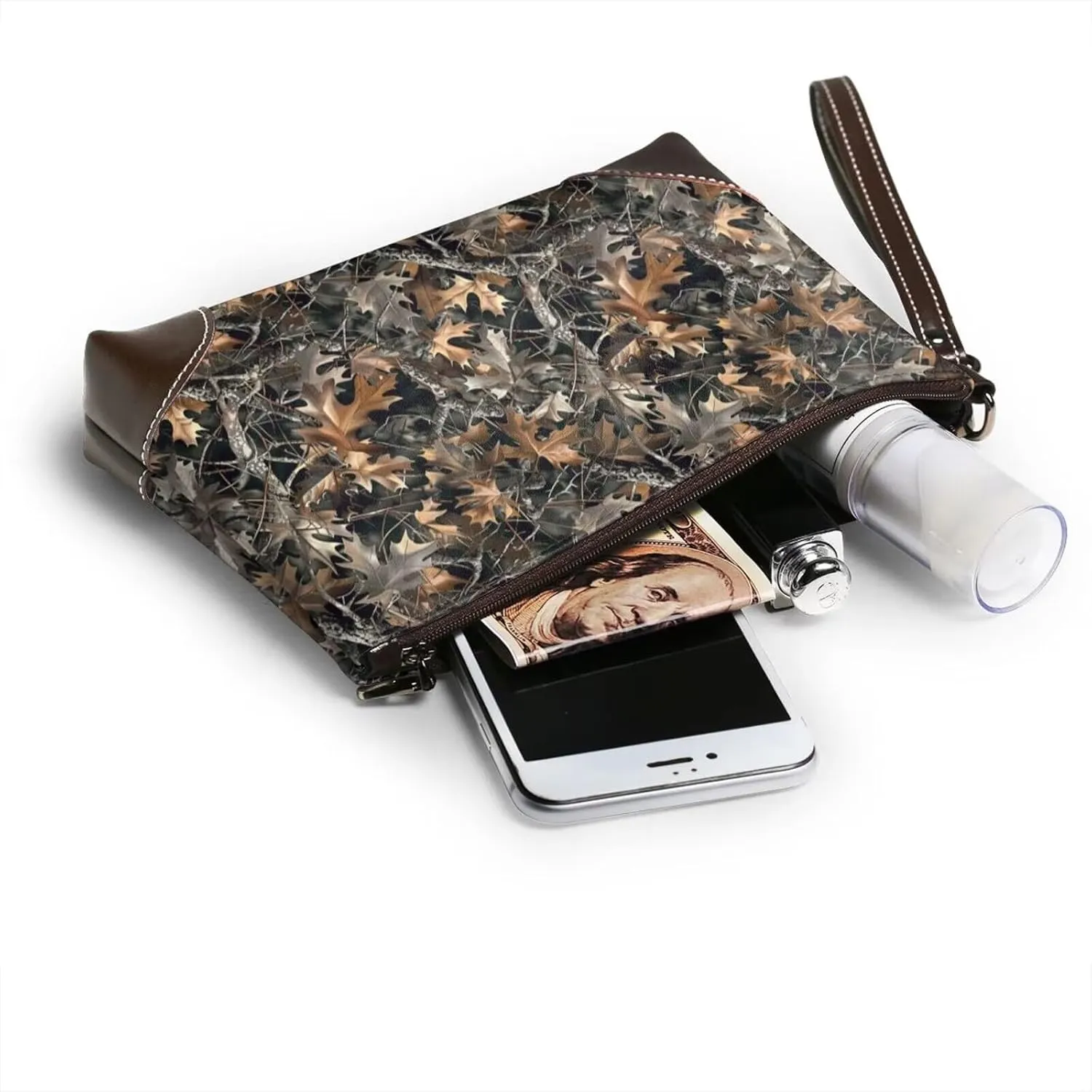 Leather Wristlet Purse for Women Lady Small Clutch Purse with Wrist Straps