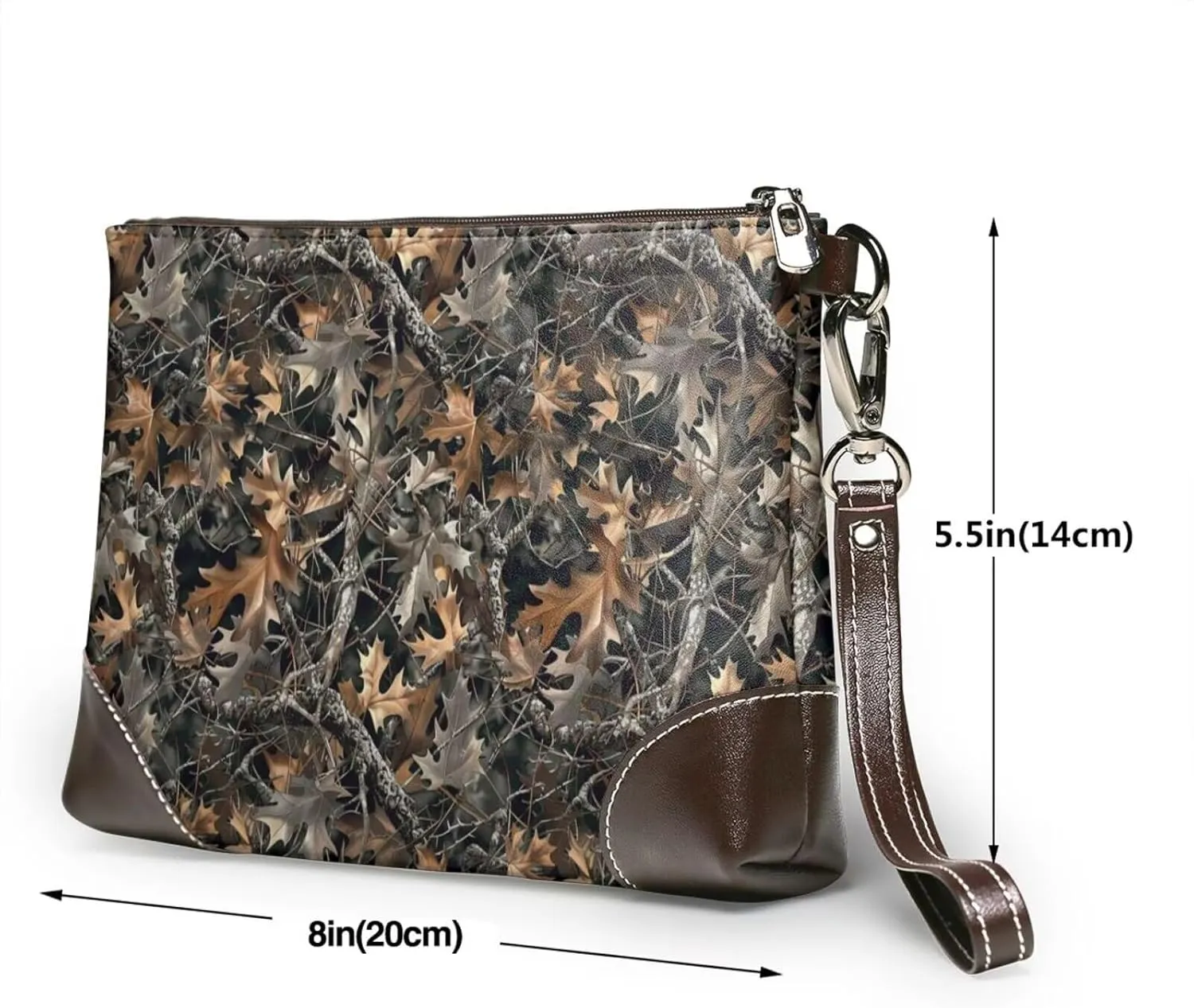 Leather Wristlet Purse for Women Lady Small Clutch Purse with Wrist Straps