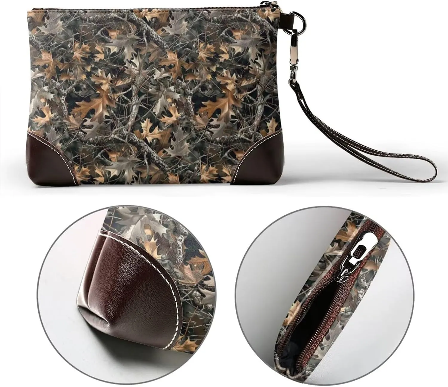 Leather Wristlet Purse for Women Lady Small Clutch Purse with Wrist Straps