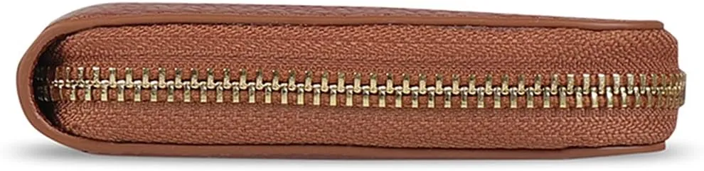 Leather Zippered Clutch with Phone Compatible Slots
