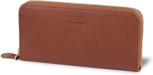 Leather Zippered Clutch with Phone Compatible Slots