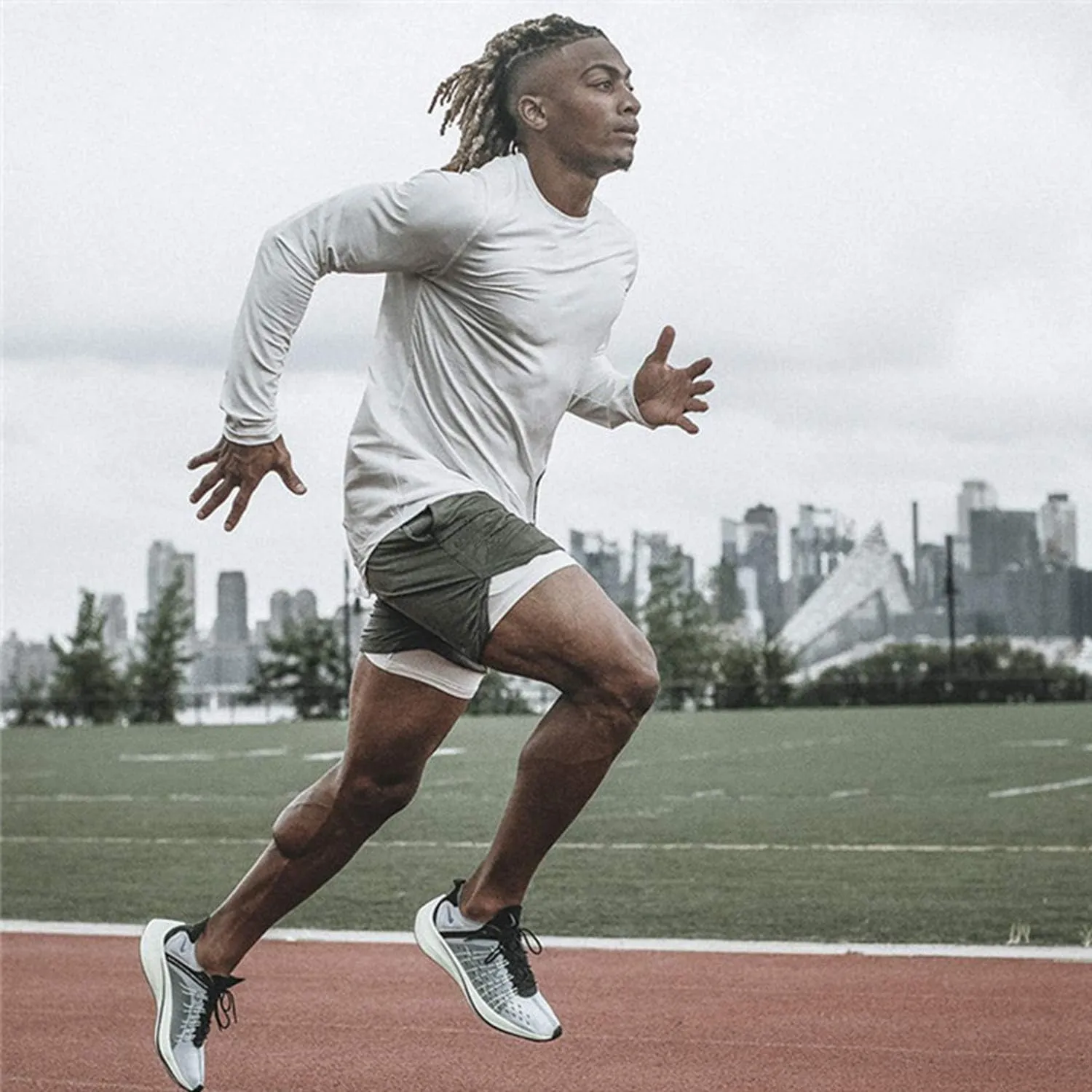 Leidowei Men's 2 in 1 Workout Running Shorts Lightweight Training Yoga Gym 7" Short with Zipper Pockets