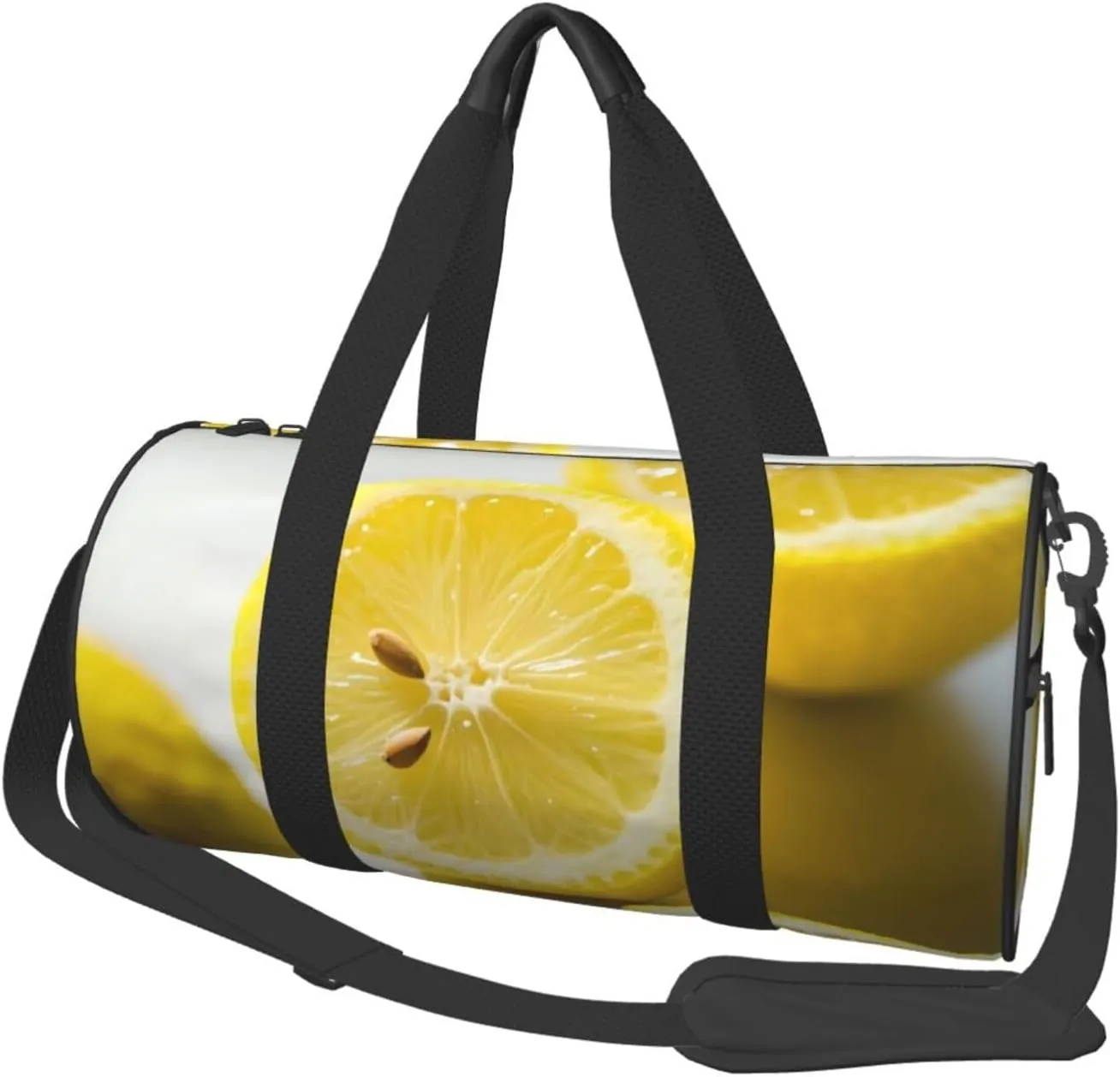 Lemon Fruit Pattern Print Round Large Capacity Travel Luggage Bags,Men's and Women's Hand-Held Travel Clothing Bags