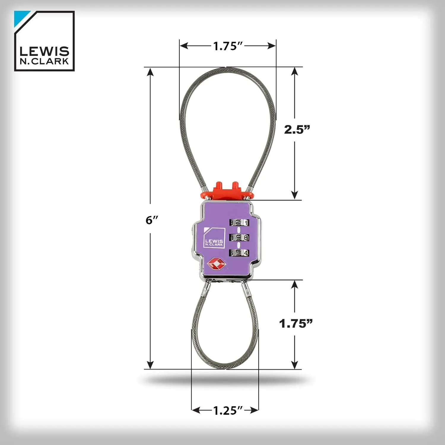 Lewis N Clark 3X Security Lock TSA Luggage Locks for Suitcases, Carry On, Laptop Bag, Set Combo to Create Secure Padlock for Travel, Vacation, Business, or Backpacking, Purple, 1 Pack