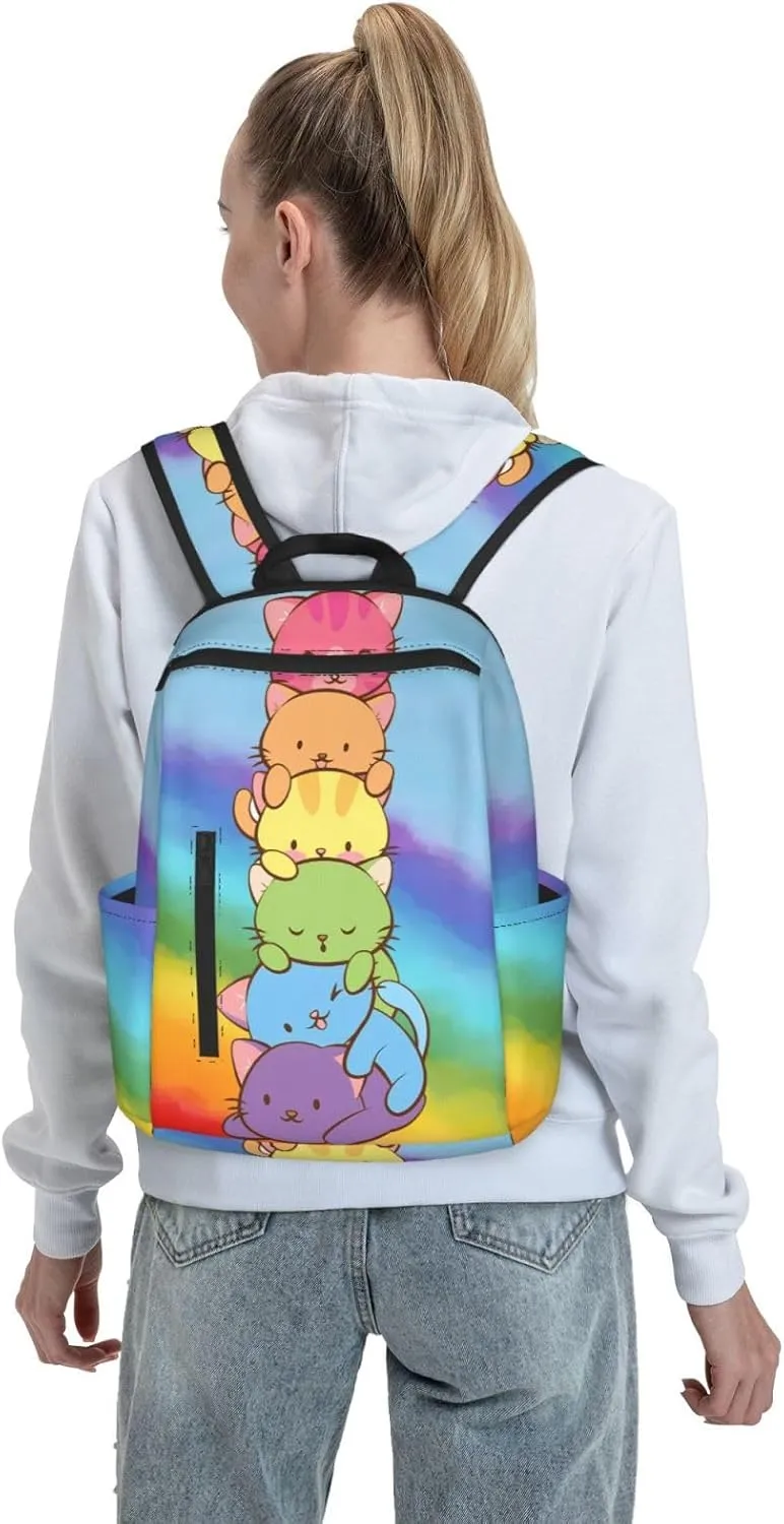 LGBT Gay Pride Flag Rainbow Cats Travel Laptop Backpack Casual Backpacks Double Shoulder Daypack Notebook Rucksack Work Bags Sports Bag for Gym Hiking Camping Beach
