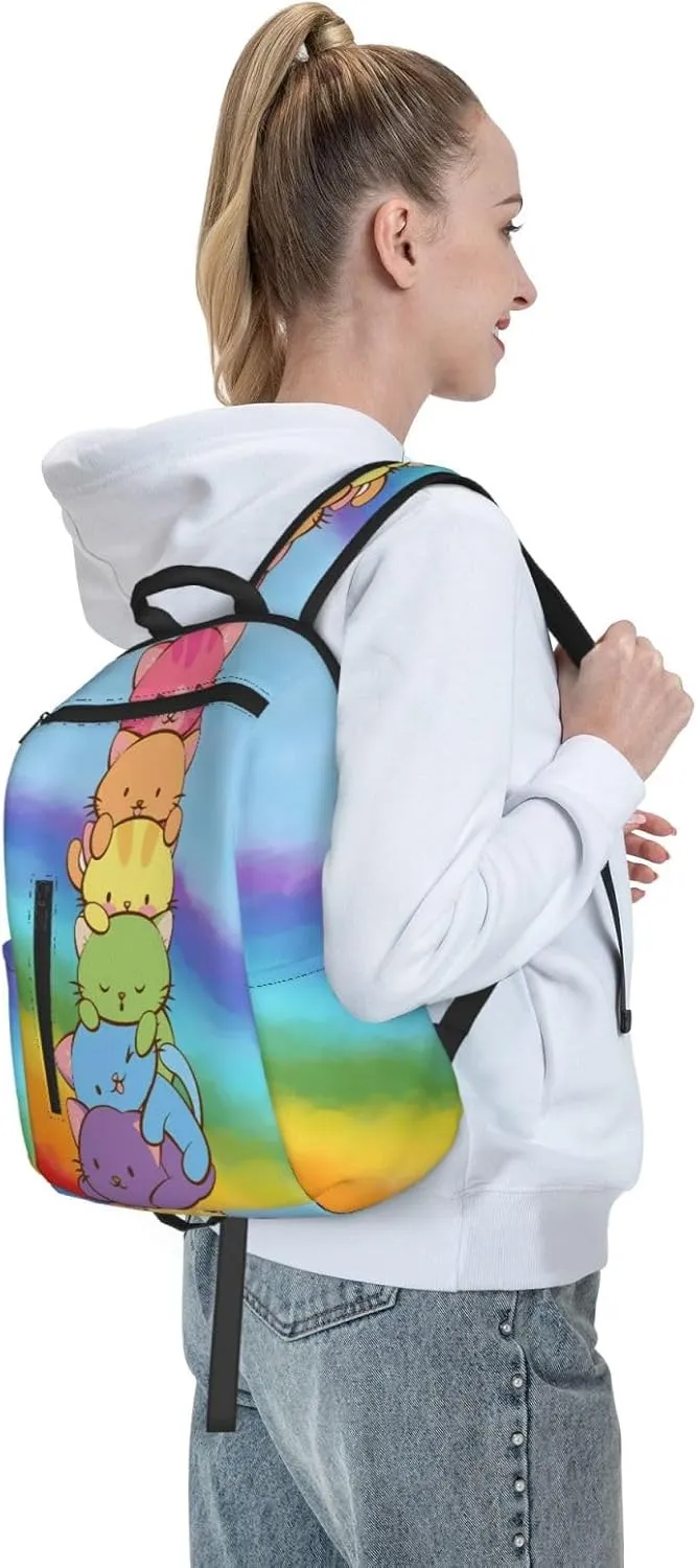 LGBT Gay Pride Flag Rainbow Cats Travel Laptop Backpack Casual Backpacks Double Shoulder Daypack Notebook Rucksack Work Bags Sports Bag for Gym Hiking Camping Beach