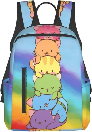 LGBT Gay Pride Flag Rainbow Cats Travel Laptop Backpack Casual Backpacks Double Shoulder Daypack Notebook Rucksack Work Bags Sports Bag for Gym Hiking Camping Beach