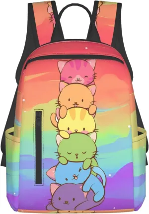 LGBT Gay Pride Flag Rainbow Cats Travel Laptop Backpack Casual Backpacks Double Shoulder Daypack Notebook Rucksack Work Bags Sports Bag for Gym Hiking Camping Beach