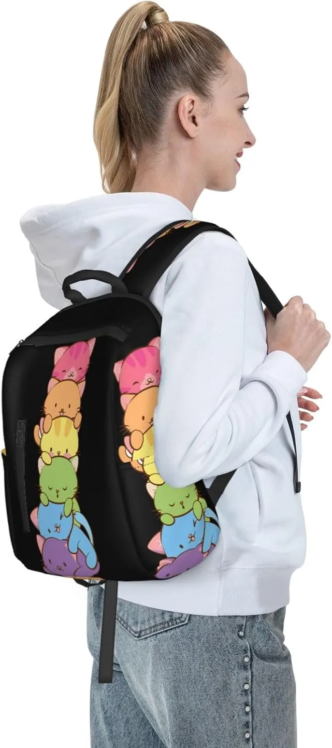 LGBT Gay Pride Flag Rainbow Cats Travel Laptop Backpack Casual Backpacks Double Shoulder Daypack Notebook Rucksack Work Bags Sports Bag for Hiking Camping Beach