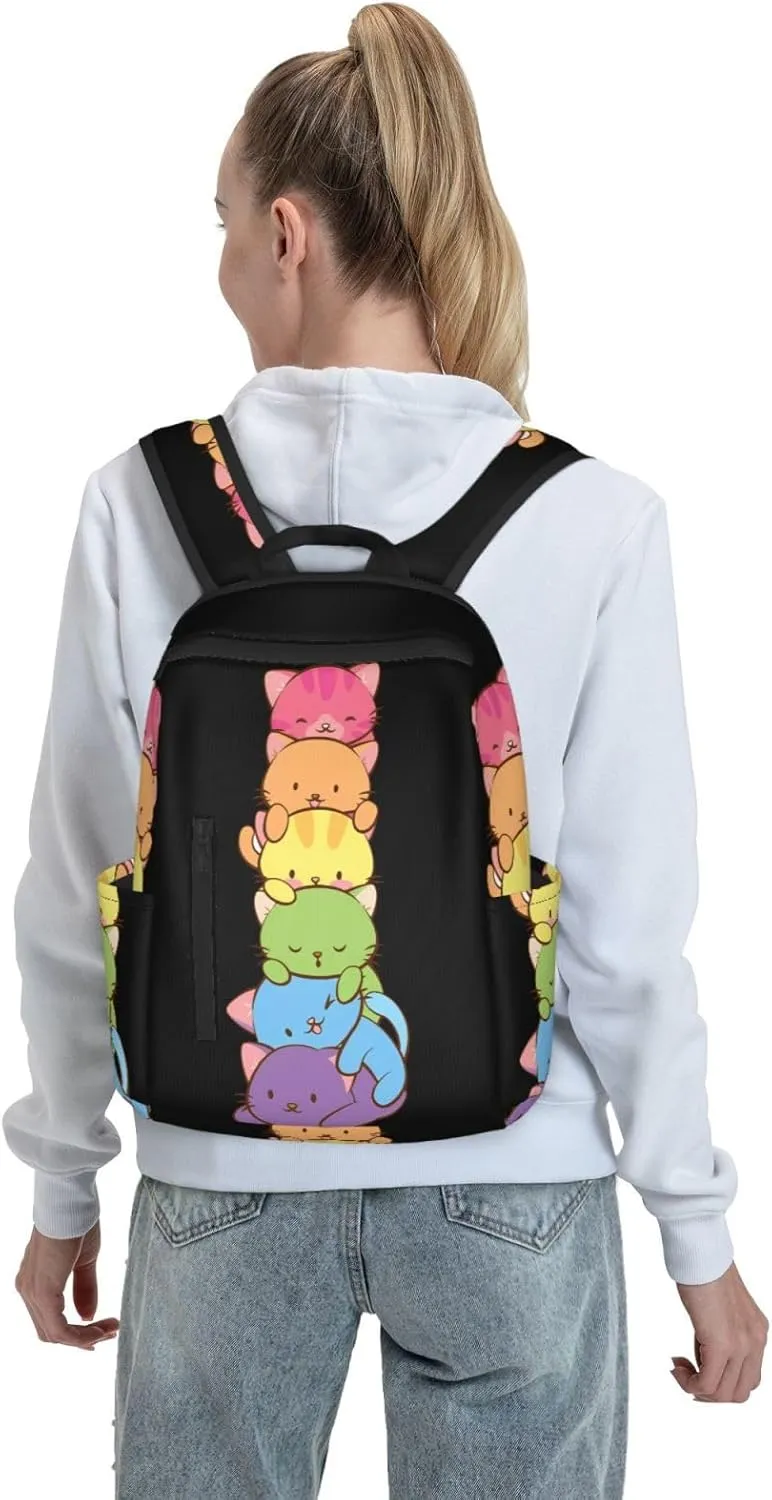 LGBT Gay Pride Flag Rainbow Cats Travel Laptop Backpack Casual Backpacks Double Shoulder Daypack Notebook Rucksack Work Bags Sports Bag for Hiking Camping Beach