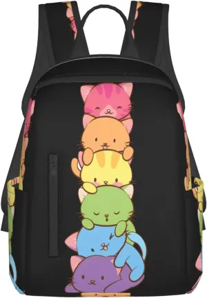 LGBT Gay Pride Flag Rainbow Cats Travel Laptop Backpack Casual Backpacks Double Shoulder Daypack Notebook Rucksack Work Bags Sports Bag for Hiking Camping Beach