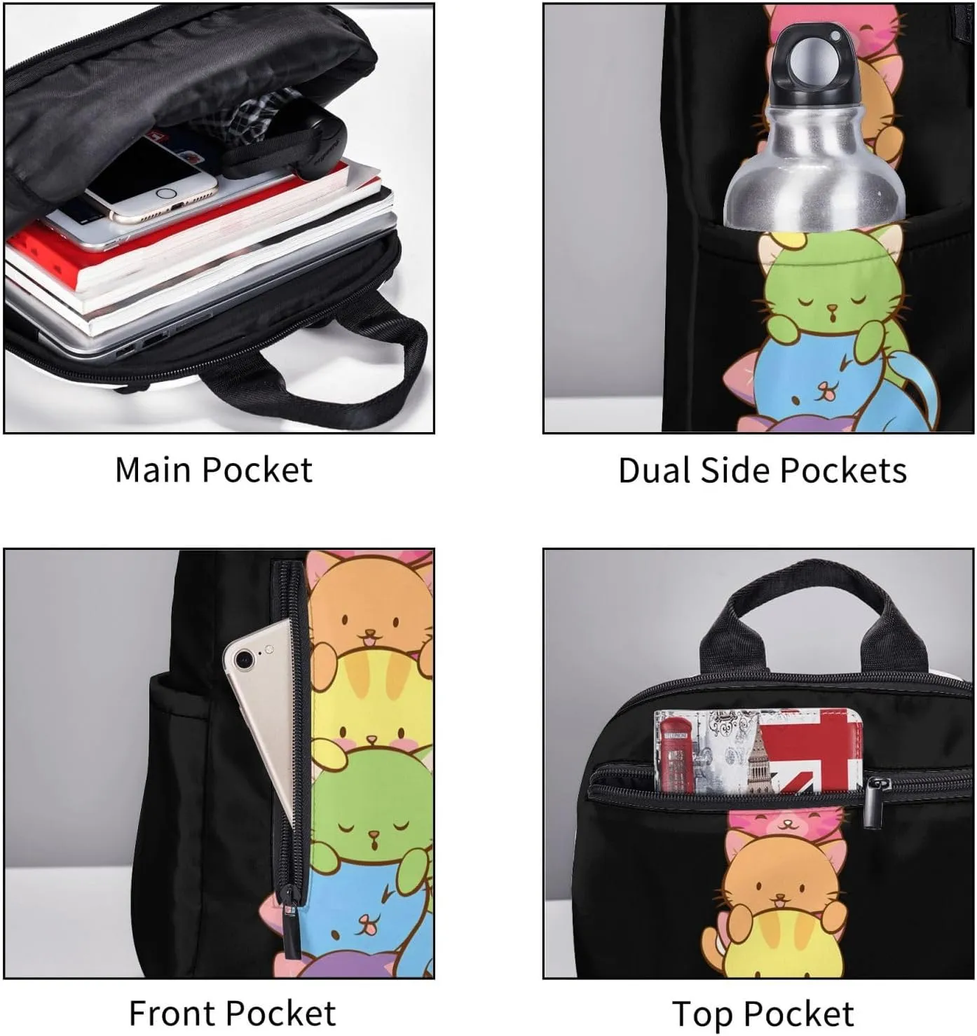 LGBT Gay Pride Flag Rainbow Cats Travel Laptop Backpack Casual Backpacks Double Shoulder Daypack Notebook Rucksack Work Bags Sports Bag for Hiking Camping Beach