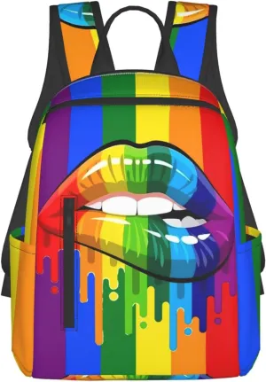 LGBT Gay Rainbow Lesbian Pride Lips Travel Laptop Backpack Casual Backpacks Double Shoulder Daypack Notebook Rucksack Work Bags Sports Bag for Hiking Camping Beach