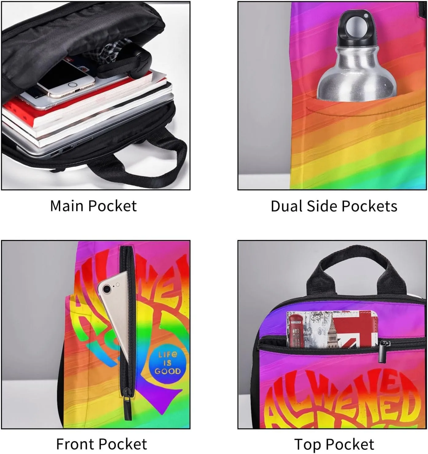 LGBT Rainbow All We Need Is Love Life is Soo Good Travel Laptop Backpack Casual Backpacks Double Shoulder Daypack Notebook Rucksack Work Bags Sports Bag for Gym Hiking Camping Beach