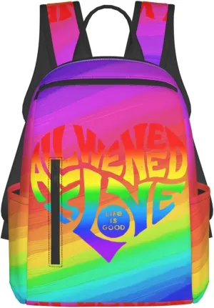 LGBT Rainbow All We Need Is Love Life is Soo Good Travel Laptop Backpack Casual Backpacks Double Shoulder Daypack Notebook Rucksack Work Bags Sports Bag for Gym Hiking Camping Beach