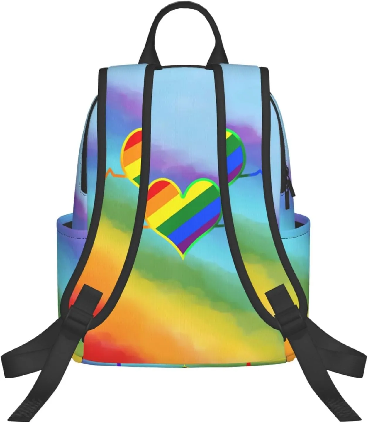 LGBT Rainbow Gay Pride Heart Beat Pulse Travel Laptop Backpack Casual Backpacks Double Shoulder Daypack Notebook Rucksack Work Bags Sports Bag for Gym Hiking Camping Beach