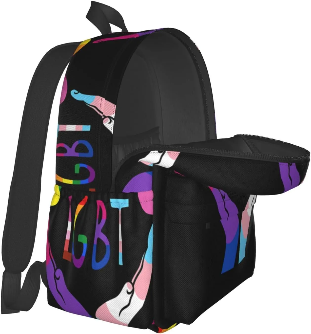 LGBT Rainbow Gay Pride Heart Gesture 17 Inch Casual Backpack Laptop Backpacks Travel Back Pack Large Camping Rucksack Hiking Daypack Lightweight Double Shoulder Bag