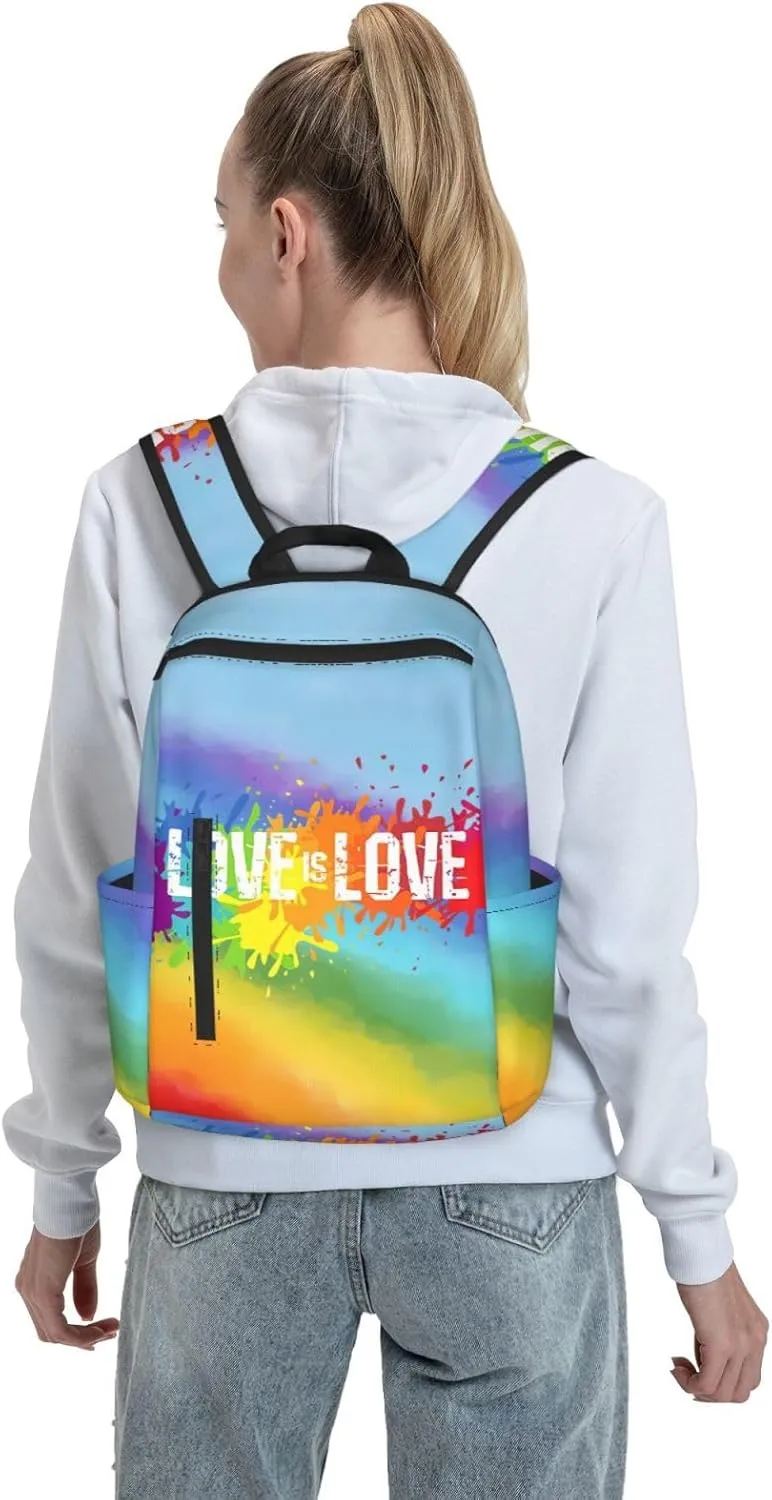 LGBT Rainbow Gay Pride Love Is Love Graffiti Travel Laptop Backpack Casual Backpacks Double Shoulder Daypack Notebook Rucksack Work Bags Sports Bag for Gym Hiking Camping Beach
