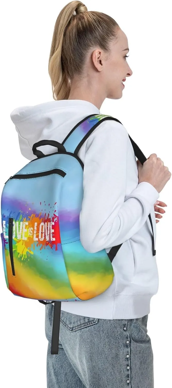 LGBT Rainbow Gay Pride Love Is Love Graffiti Travel Laptop Backpack Casual Backpacks Double Shoulder Daypack Notebook Rucksack Work Bags Sports Bag for Gym Hiking Camping Beach