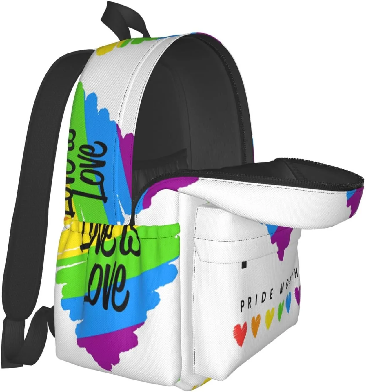 LGBT Rainbow Gay Pride Love Is Love Pride Month 17 Inch Casual Backpack Laptop Backpacks Travel Back Pack Large Camping Rucksack Hiking Daypack Lightweight Double Shoulder Bag