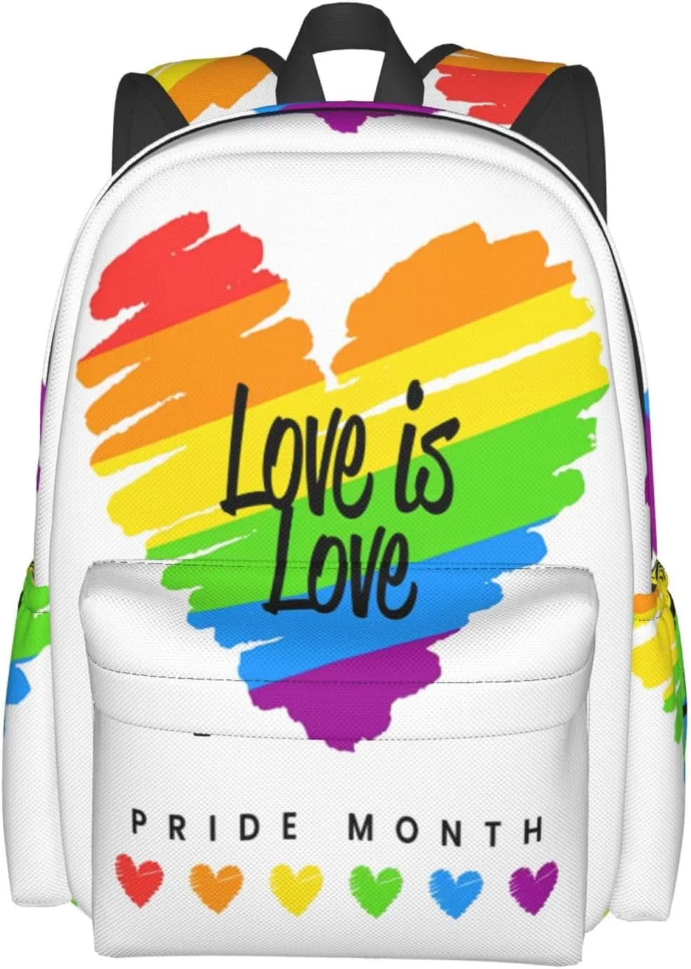 LGBT Rainbow Gay Pride Love Is Love Pride Month 17 Inch Casual Backpack Laptop Backpacks Travel Back Pack Large Camping Rucksack Hiking Daypack Lightweight Double Shoulder Bag