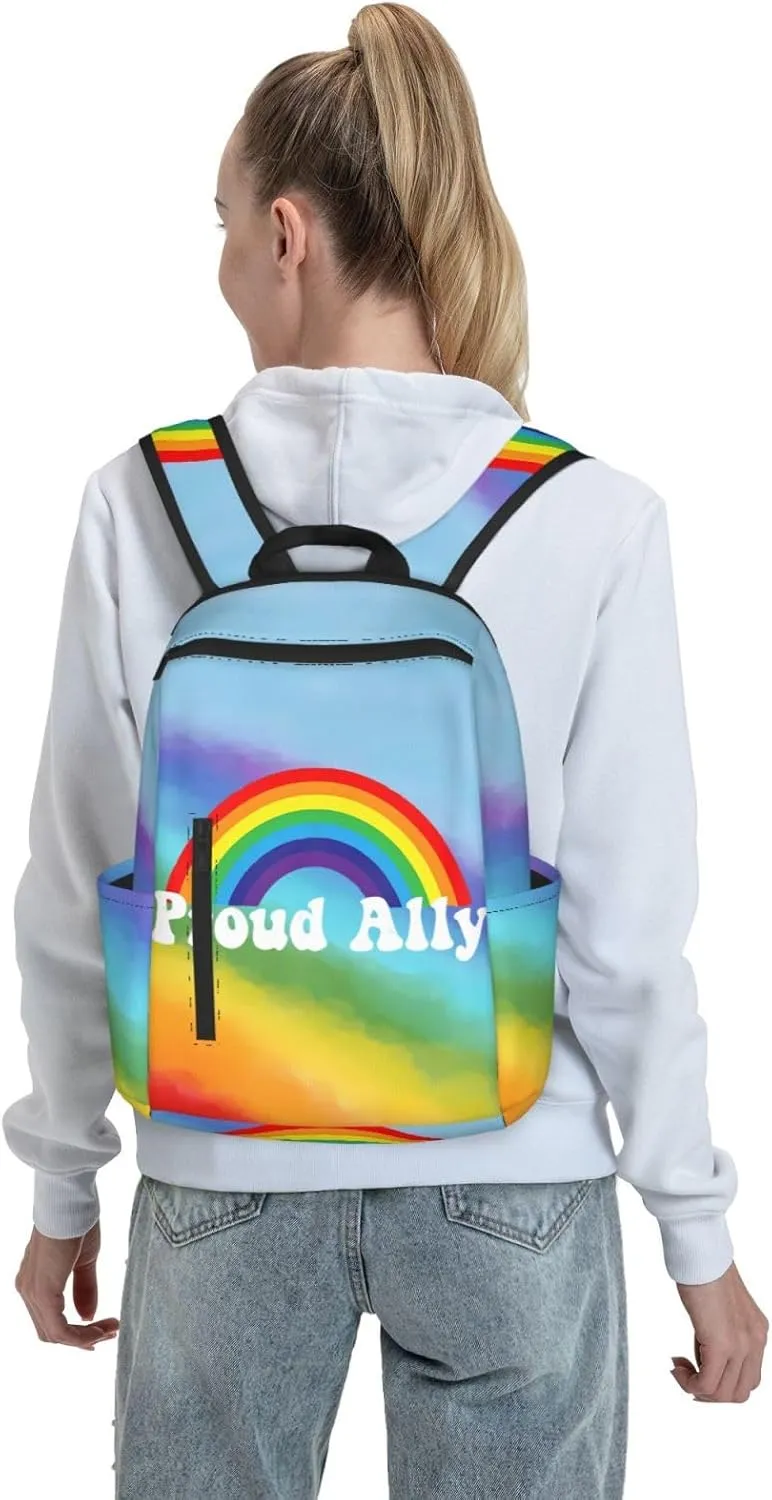 LGBT Rainbow Gay Pride Proud Ally Travel Laptop Backpack Casual Backpacks Double Shoulder Daypack Notebook Rucksack Work Bags Sports Bag for Gym Hiking Camping Beach