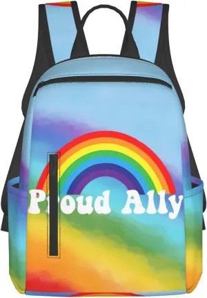 LGBT Rainbow Gay Pride Proud Ally Travel Laptop Backpack Casual Backpacks Double Shoulder Daypack Notebook Rucksack Work Bags Sports Bag for Gym Hiking Camping Beach