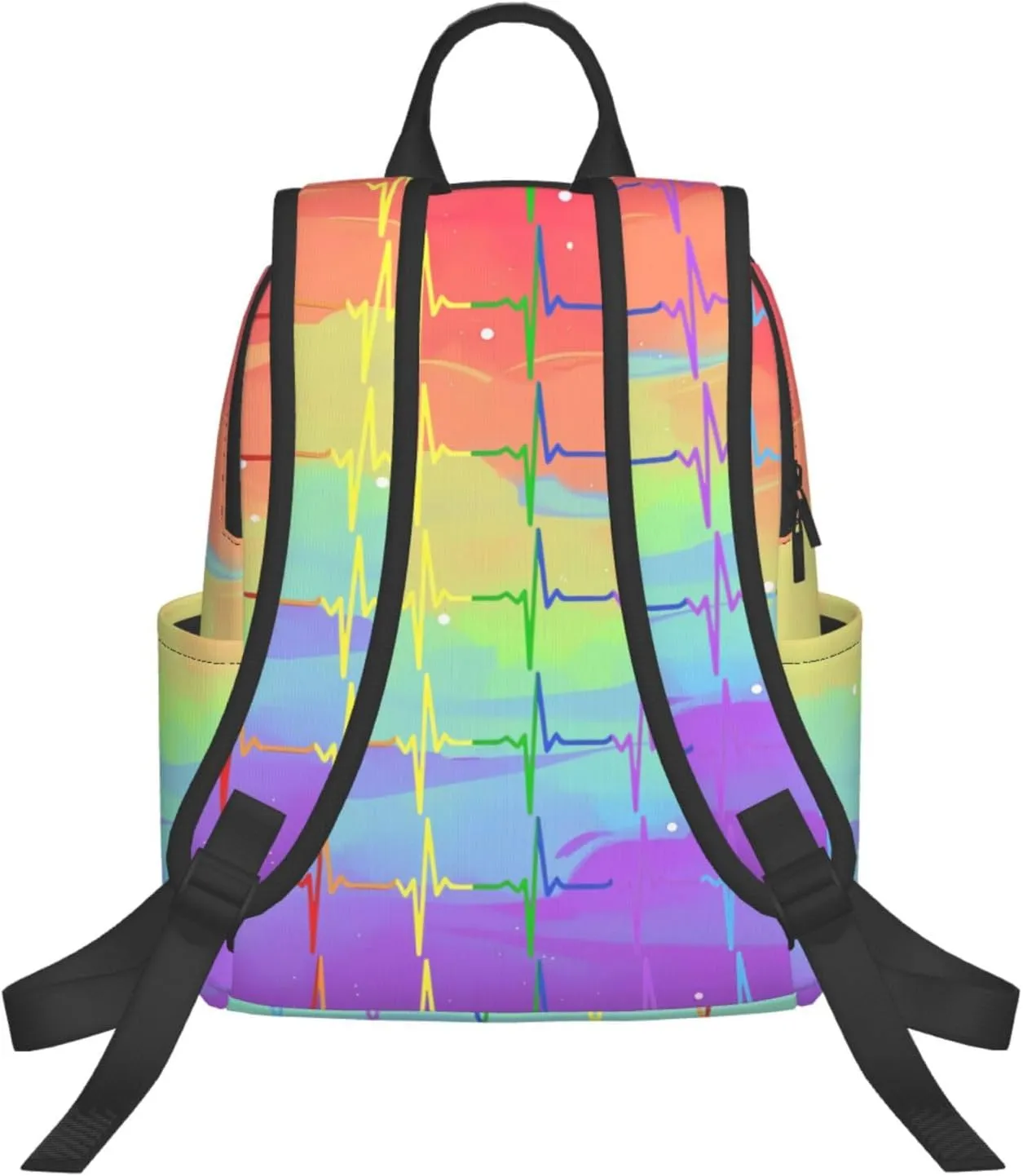 LGBT Rainbow Gay Pride Pulse Heartbeat Line Electrocardiogram Travel Laptop Backpack Casual Backpacks Double Shoulder Daypack Notebook Rucksack Work Bags Sports Bag for Hiking Camping Beach