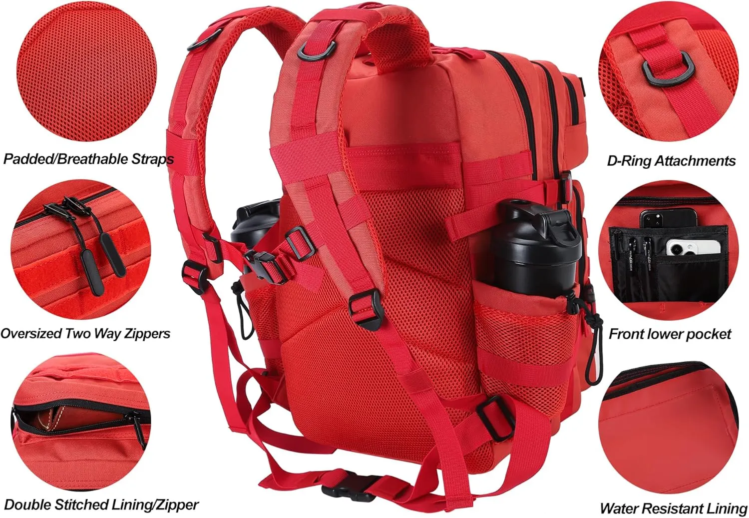 LHI Military Tactical Backpack for Men and Women 45L Army 3 Days Assault Pack Bag Large Rucksack with Molle System