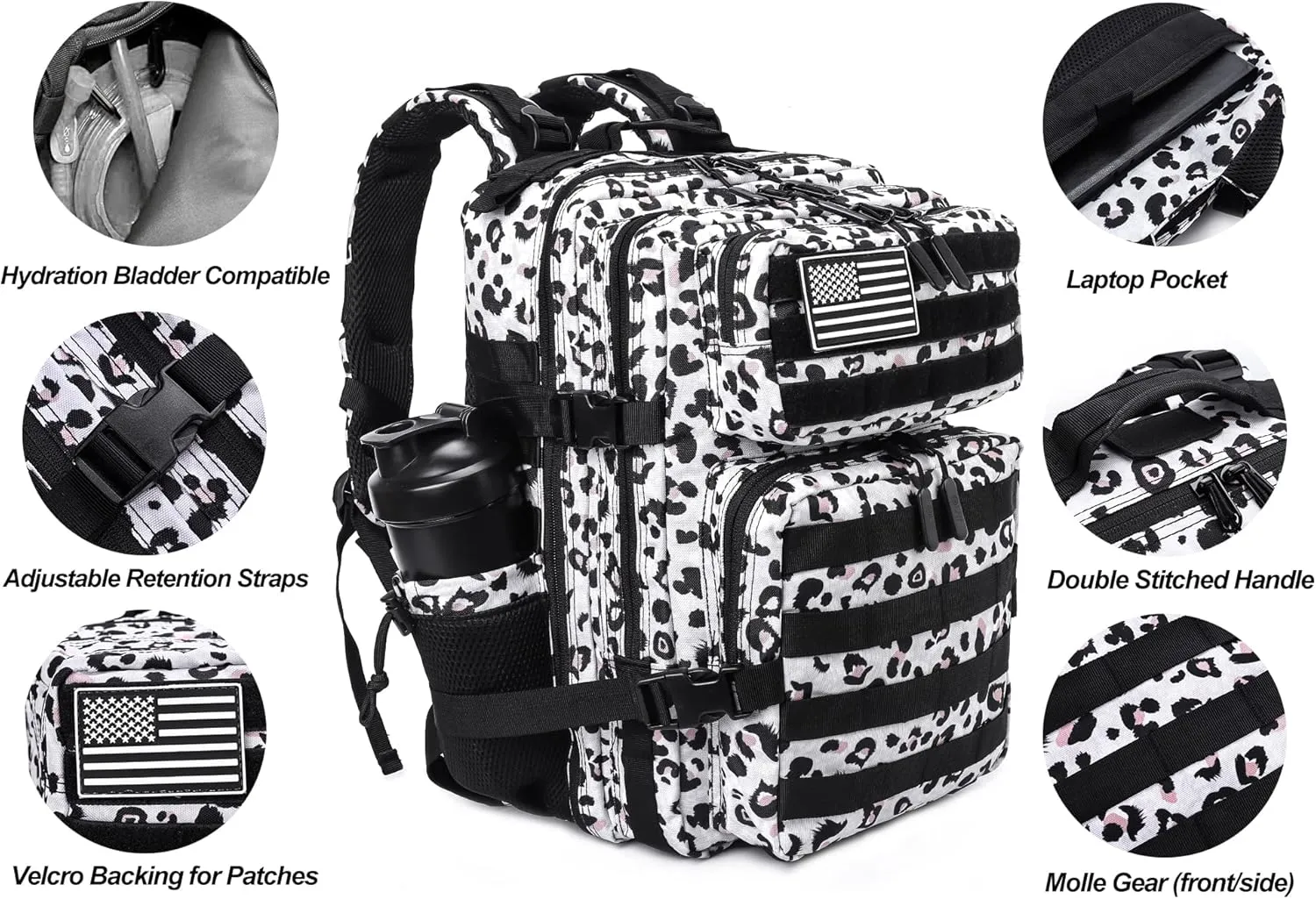 LHI Tactical Military Backpack for Men and Women 25L/35L Army Assault Pack Bag Small Rucksack with Bottle Holder