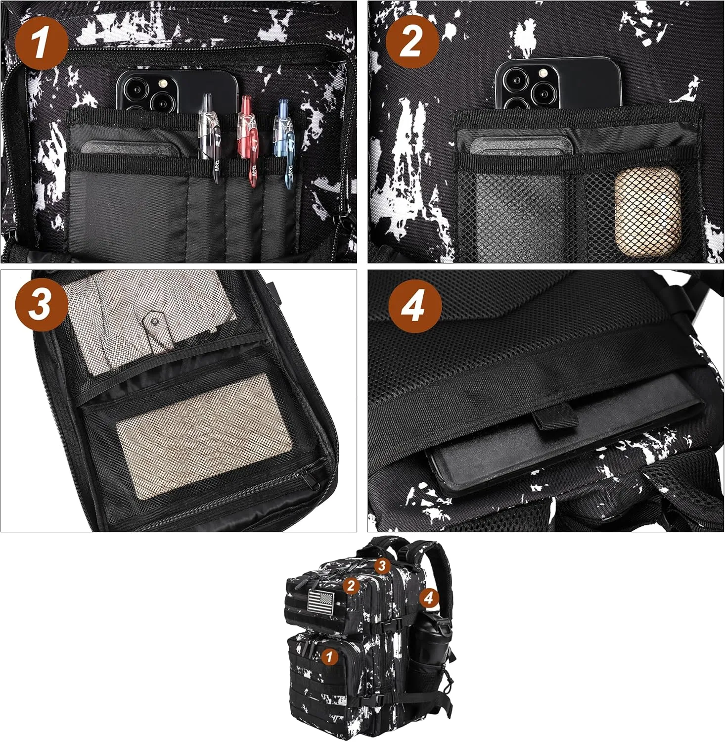 LHI Tactical Military Backpack for Men and Women 25L/35L Army Assault Pack Bag Small Rucksack with Bottle Holder